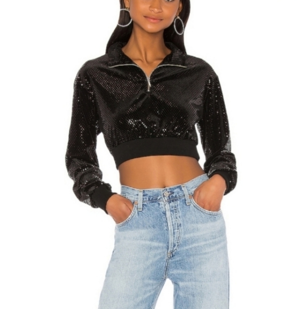 H:ours Chole Pullover Sequin Velvet Sweater